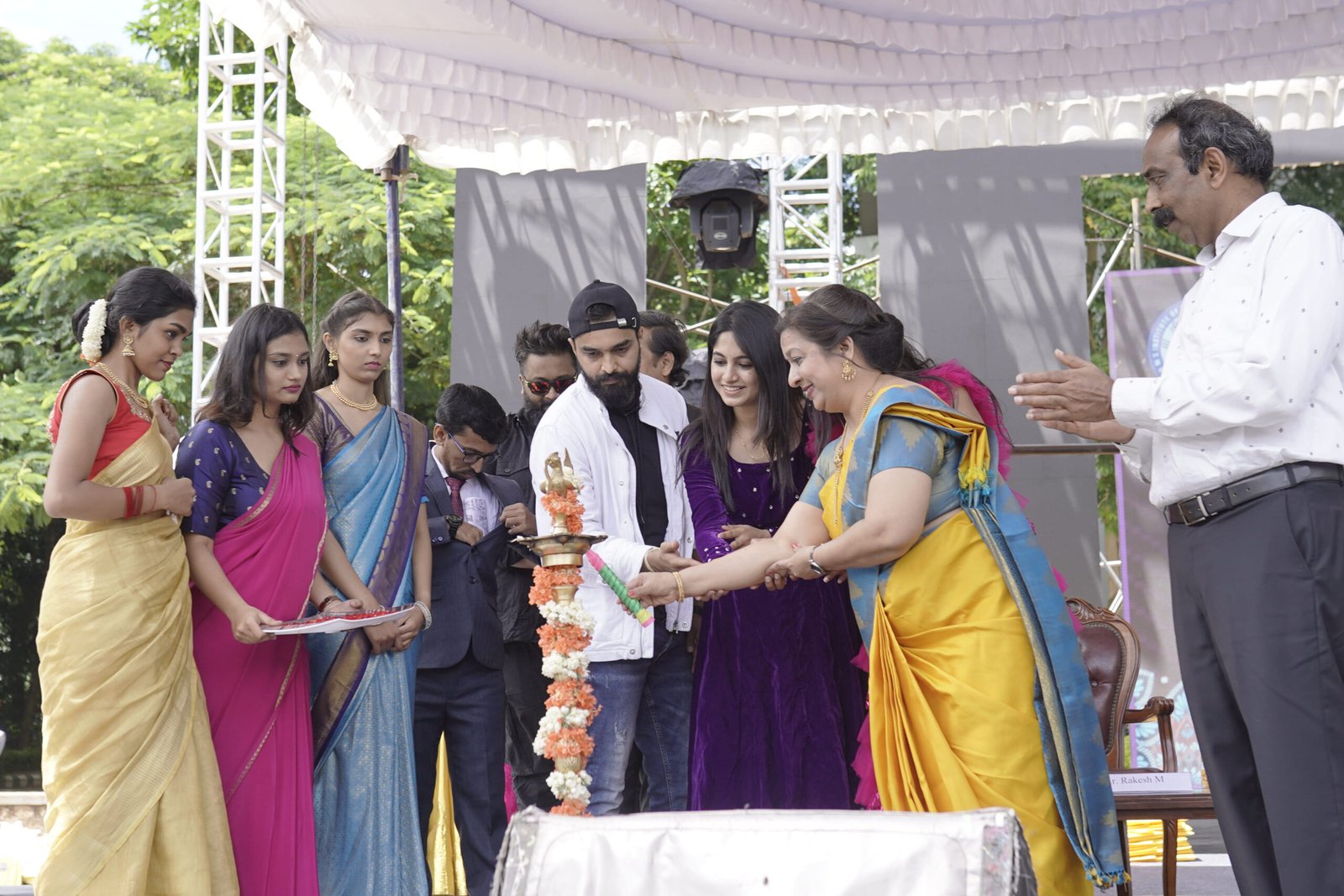 School function photography showcasing lighting lamp before the fest